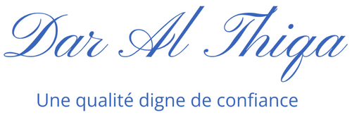 Logo of Dar Al Thiqa with a tagline on a white background